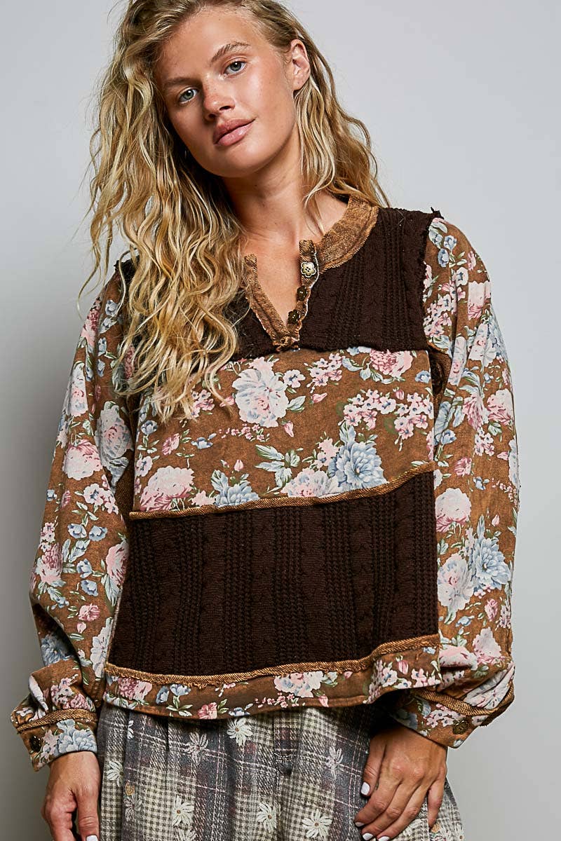 Mocha Patchwork Top