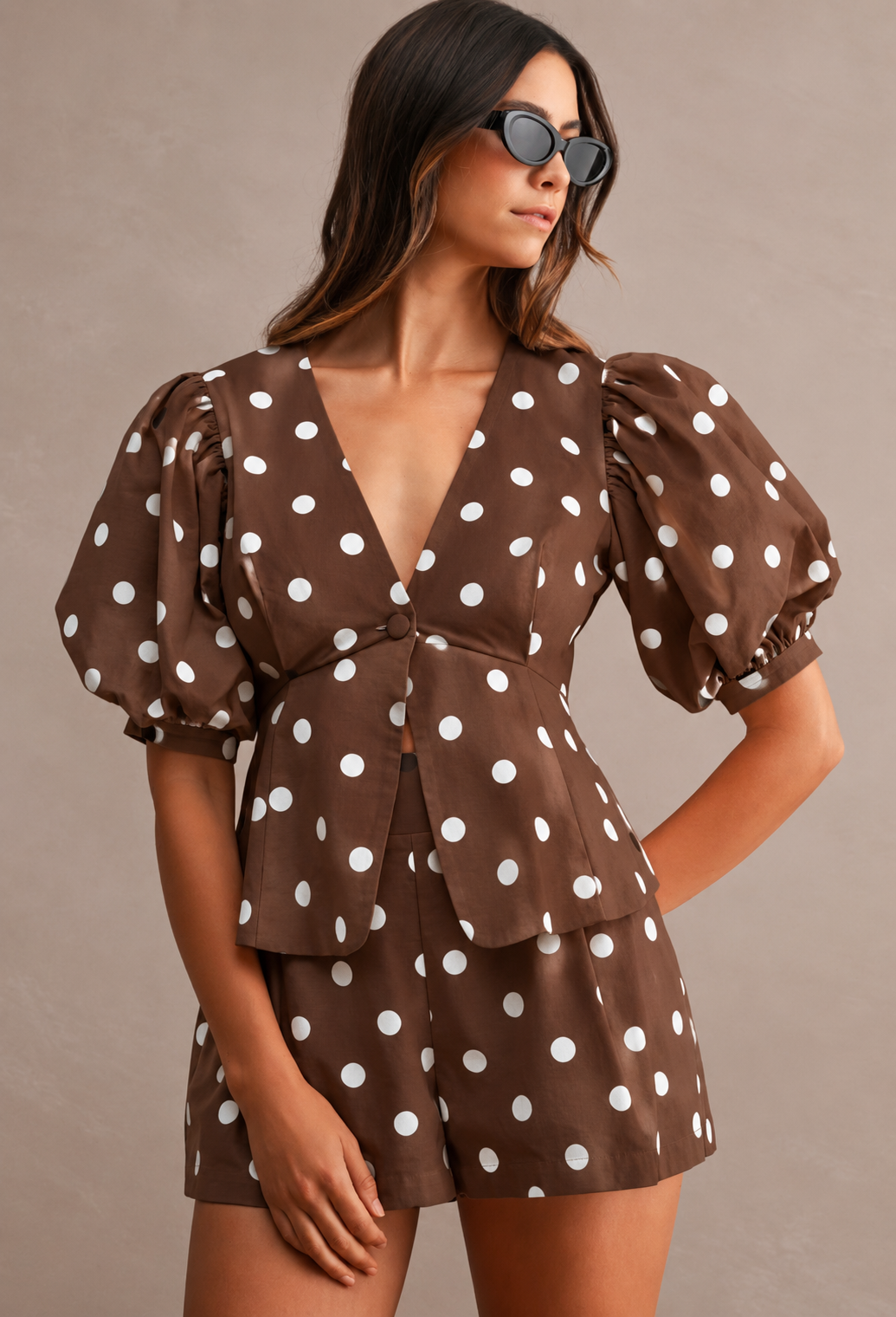Brown Polka dot set