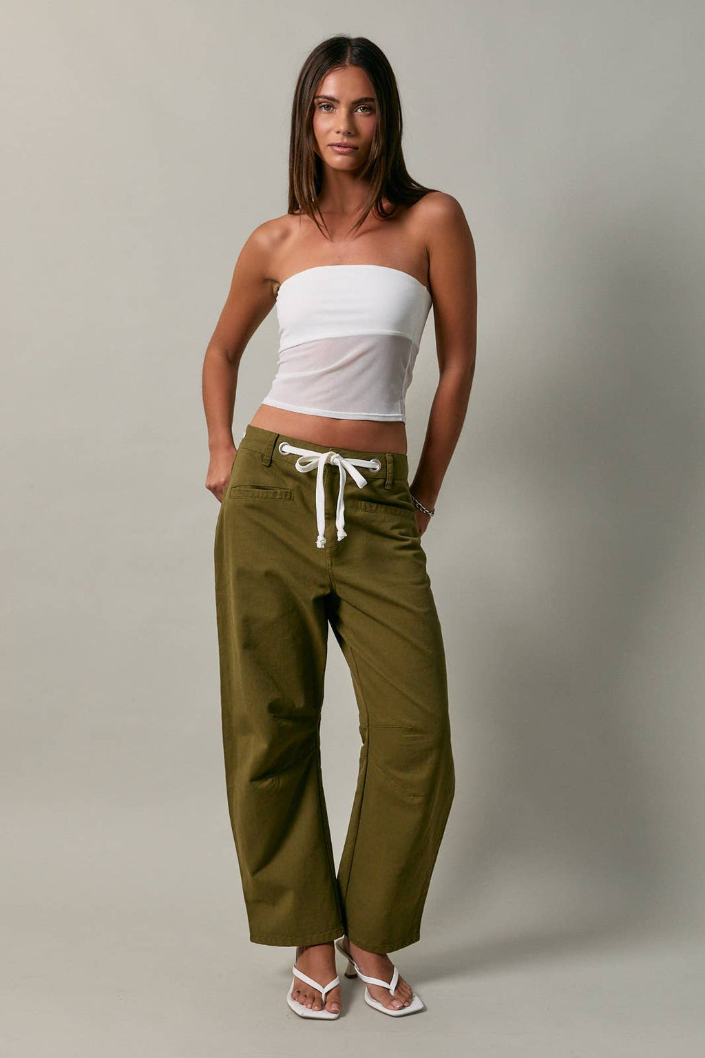Olive barrel Jean