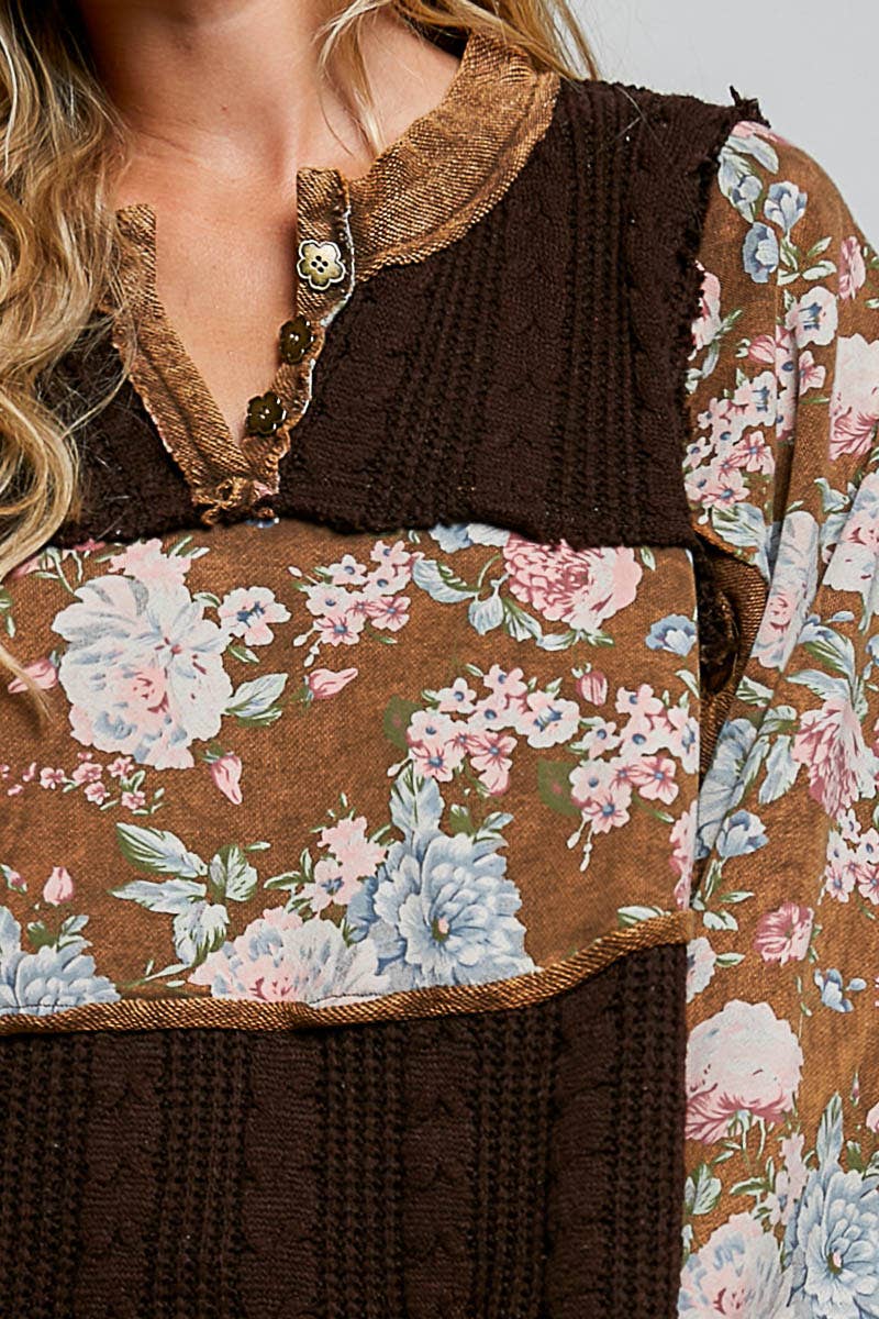 Mocha Patchwork Top
