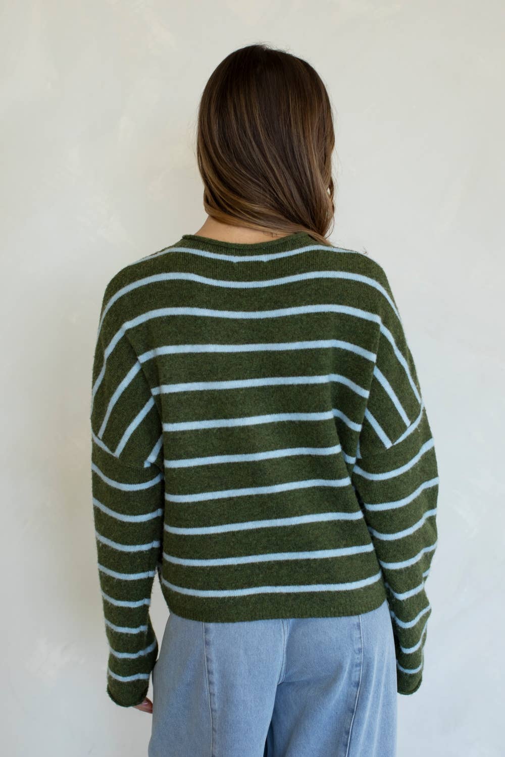 Green Striped Cardigan