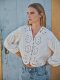 Denim eyelet blouse