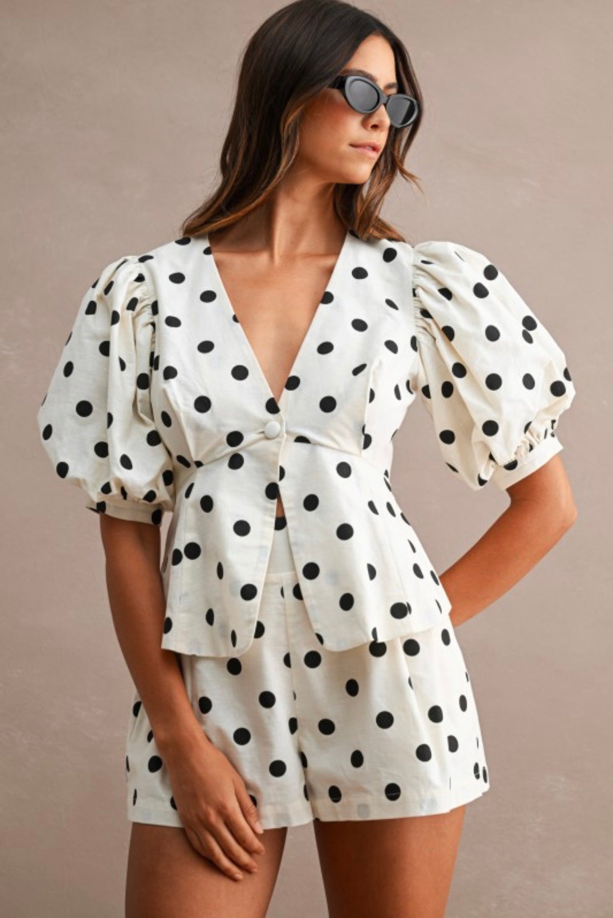 Linen polka dot set