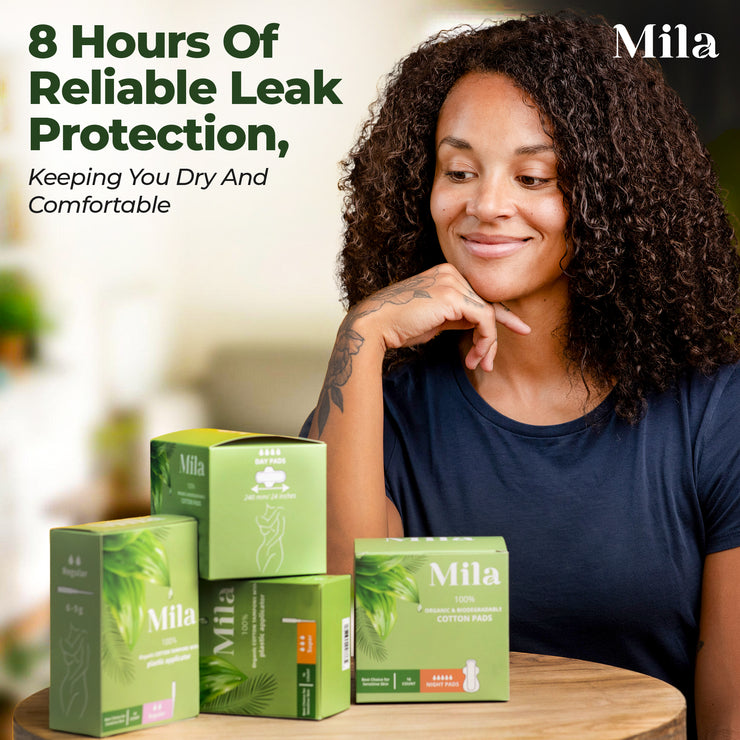 Mila Hygiene: Organic Tampon - Organic Tampons Multipack w/BPA-Free Plastic Applicator - Odor & Chlorine Free Organic Cotton Tampons - 100% Leak Protection, Natural Tampons for Women