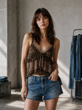 Leopard ruffle top