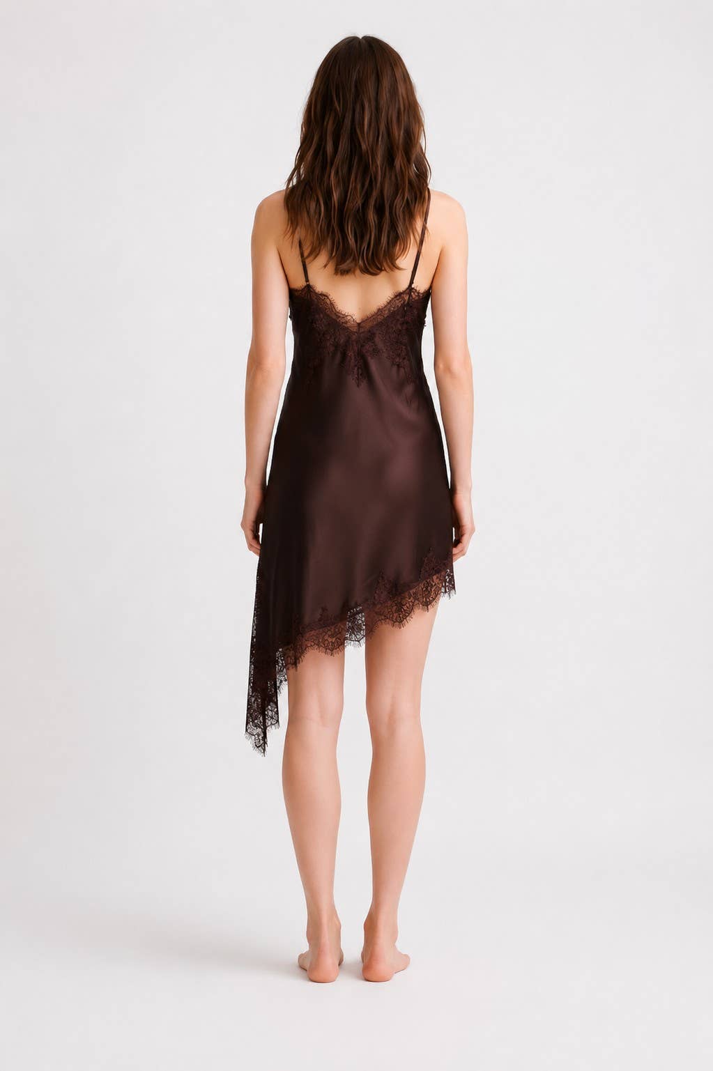 Lace brown slip dress