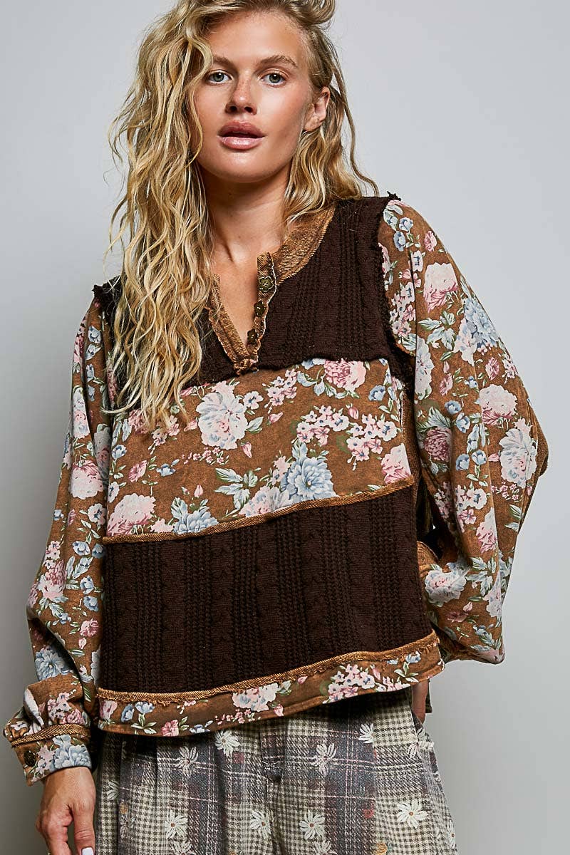 Mocha Patchwork Top