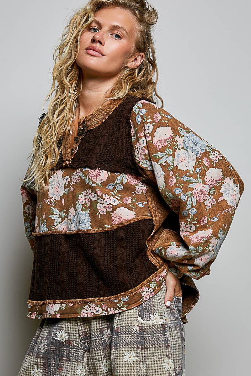 Mocha Patchwork Top