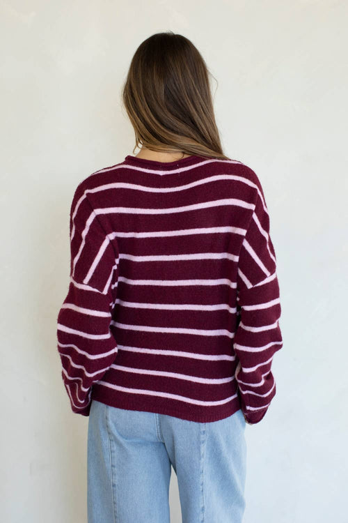 Berry stripped Cardigan
