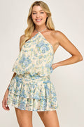 Blue floral romper