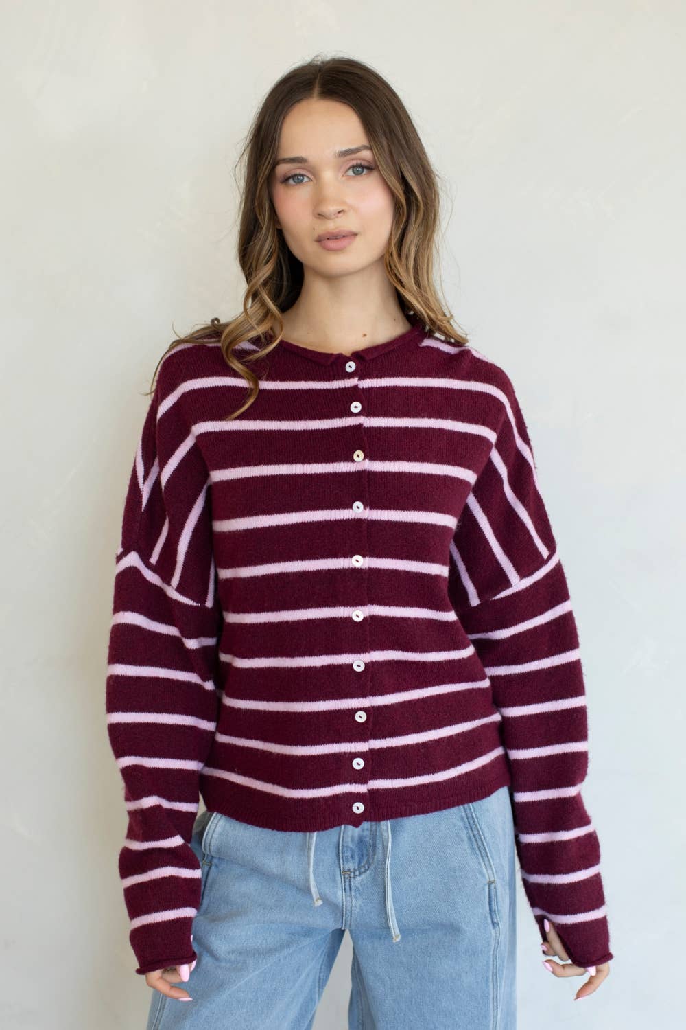 Berry stripped Cardigan