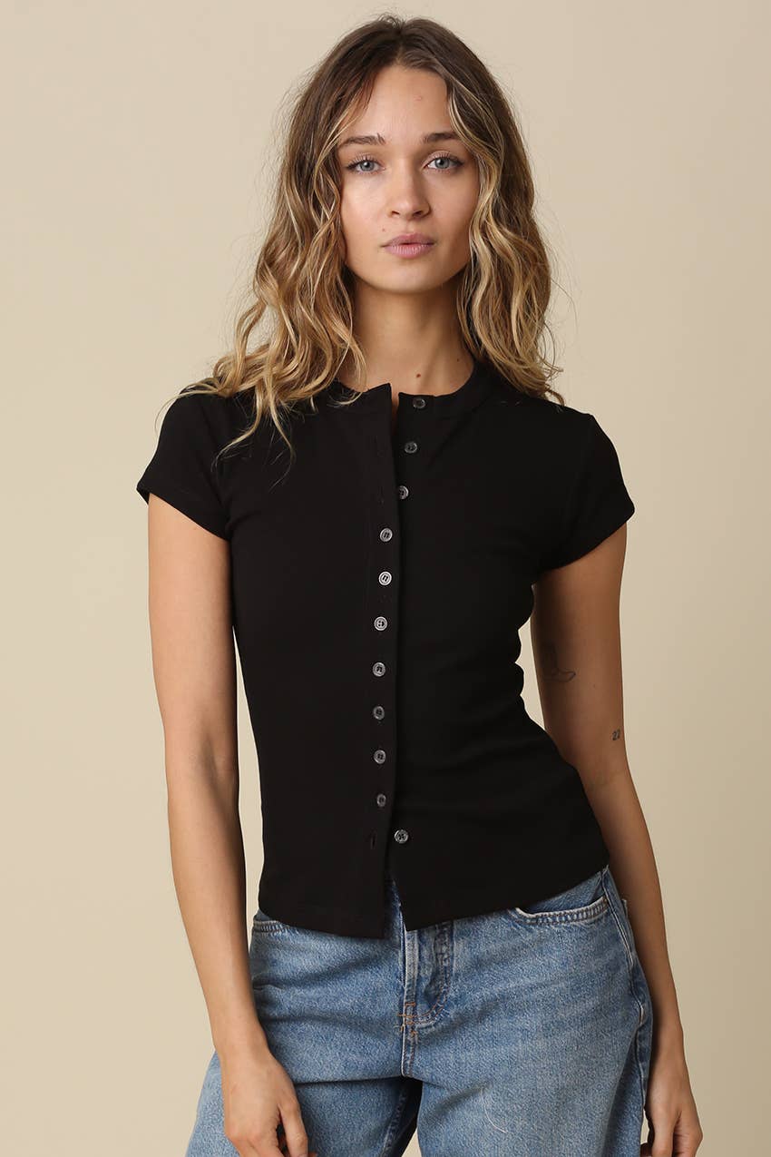 Sculpt Button Front Knit
