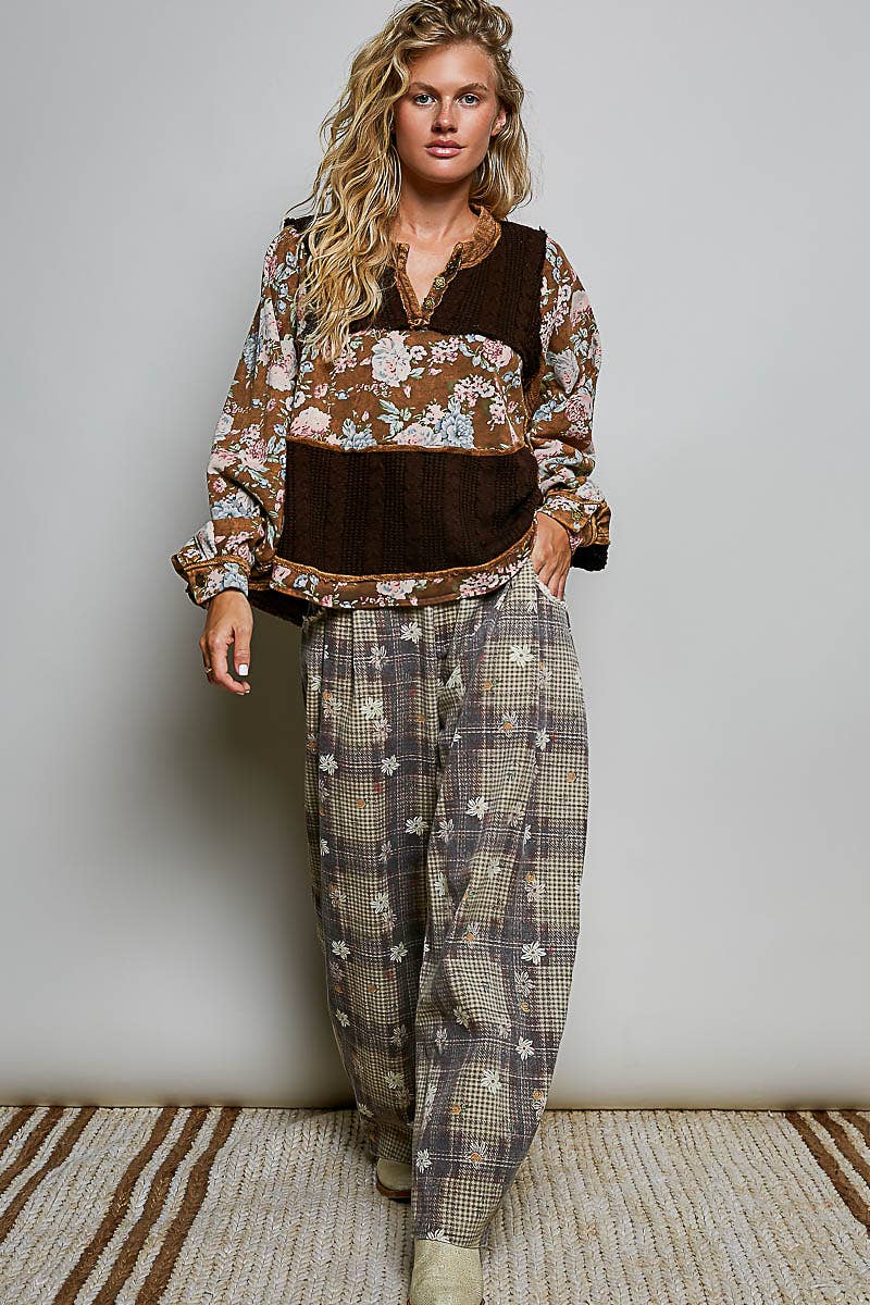 Mocha Patchwork Top