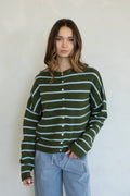 Green Striped Cardigan