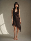 Lace brown slip dress